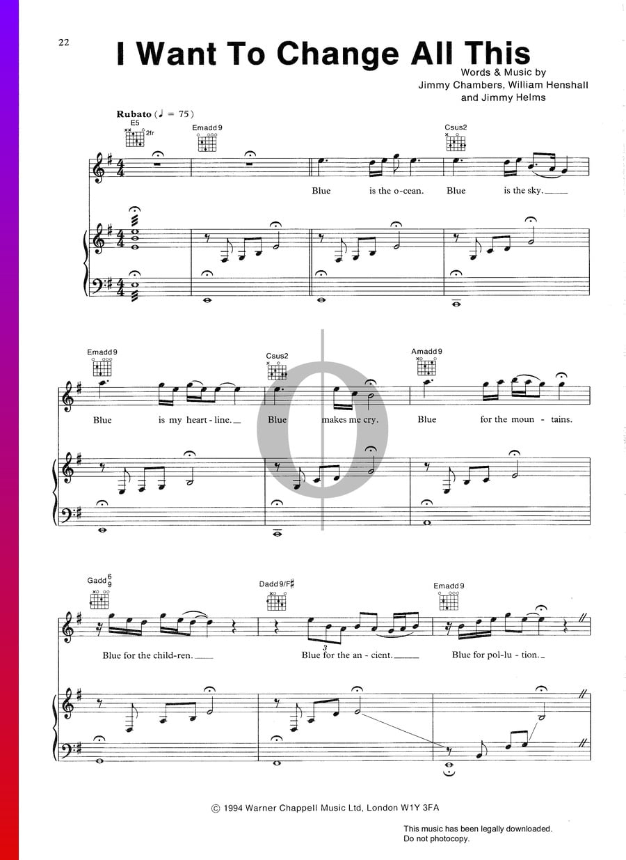 I Want To Change All This (Londonbeat) Piano Sheet Music - OKTAV