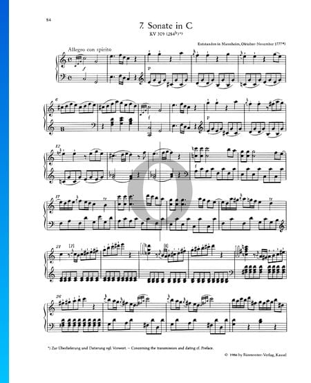 Klaviersonate Nr. 7 C-Dur, KV 309 (284b): 1. Allegro con spirito