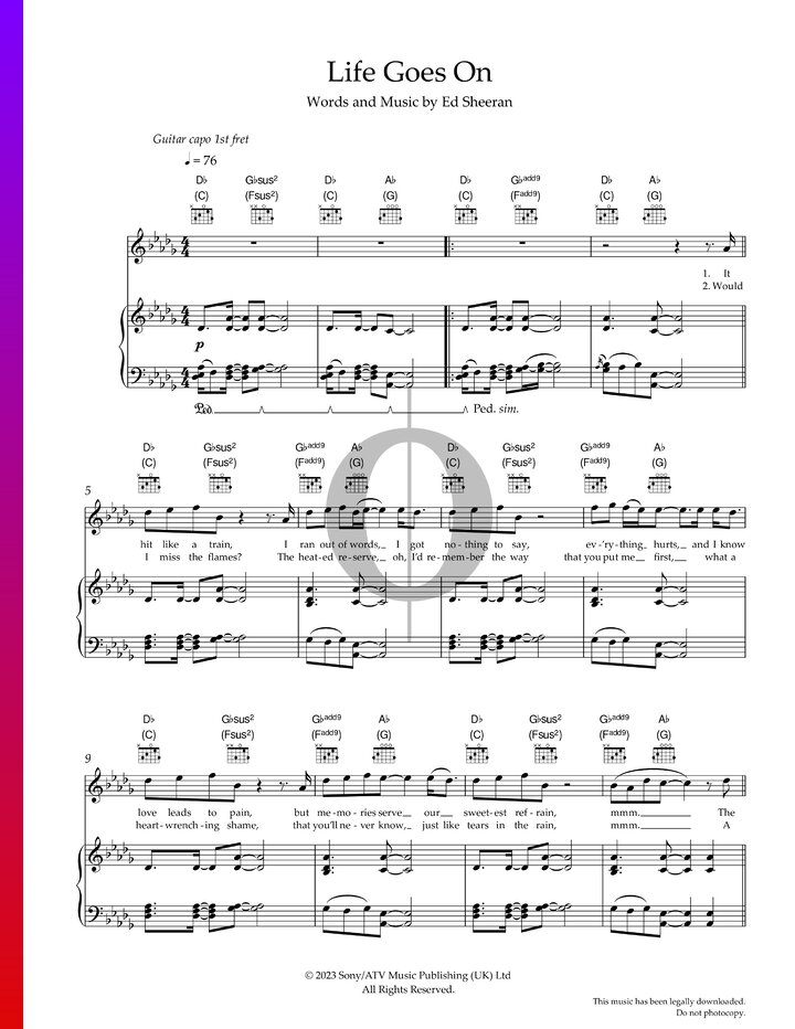 Life Goes On Ed Sheeran Partituras De Piano OKTAV Life goes on ed sheeran partituras de piano oktav