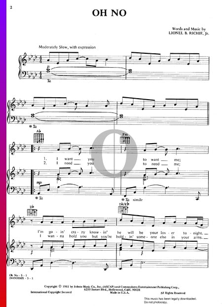Oh No Sheet Music