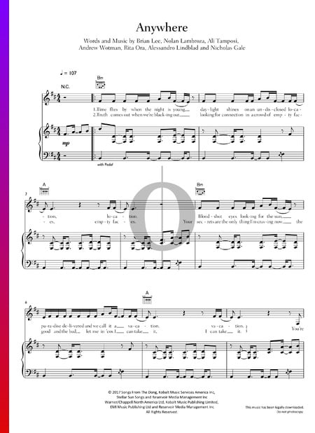 Anywhere Sheet Music