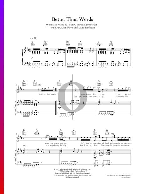 Better Than Words Sheet Music