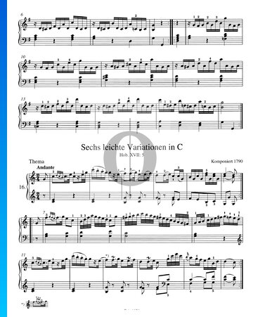Sech leichte Variationen in C-Dur, Hob. XVII:5 Musik-Noten
