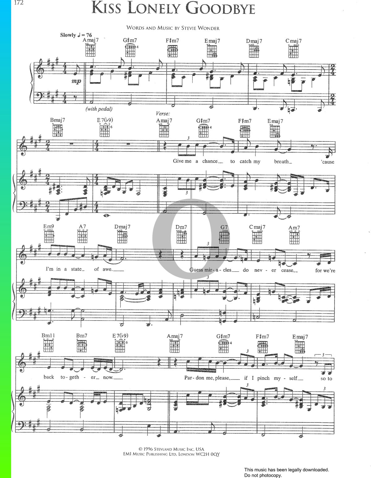 Kiss Lonely Goodbye Sheet Music Piano Voice Guitar Pdf