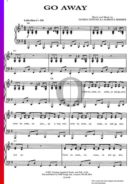 Go Away Sheet Music