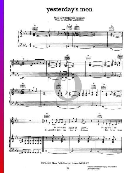 Yesterday's Men Musik-Noten
