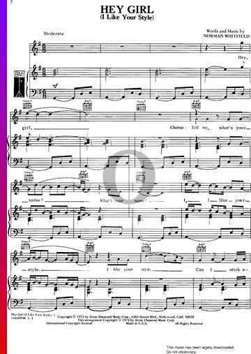 Hey Girl (I Like Your Style) Partitura