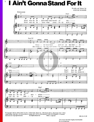 I Ain't Gonna Stand For It Sheet Music