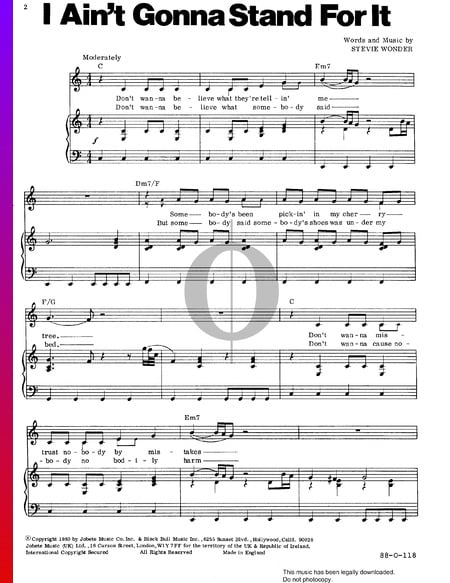 I Ain't Gonna Stand For It Musik-Noten