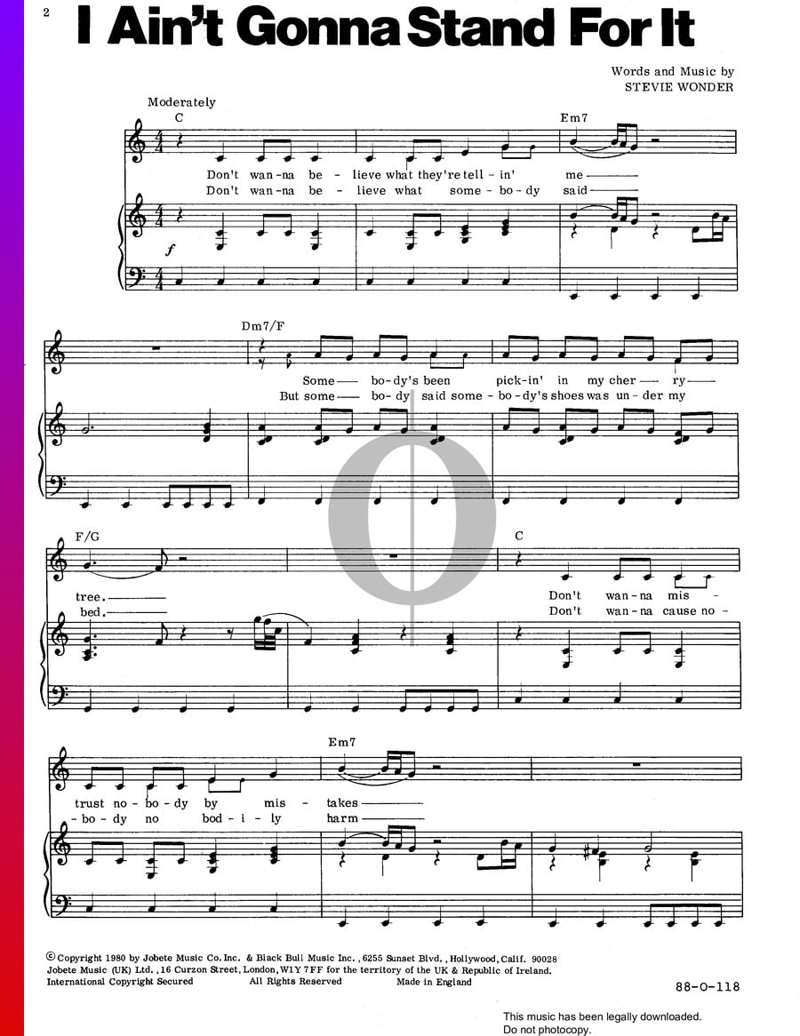 I Ain t Gonna Stand For It Stevie Wonder Piano Sheet Music OKTAV i-ain-t-gonna-stand-for-it-stevie-wonder-piano-sheet-music-oktav
