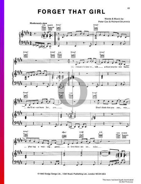 Forget That Girl Sheet Music