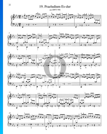 Praeludium Es-Dur, BWV 998 Musik-Noten