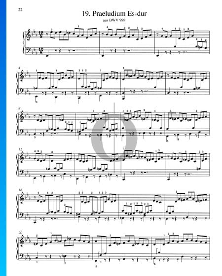 Praeludium Es-Dur, BWV 998 Musik-Noten