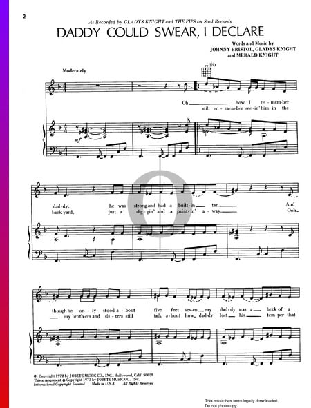 Daddy Could Swear, I Declare Sheet Music