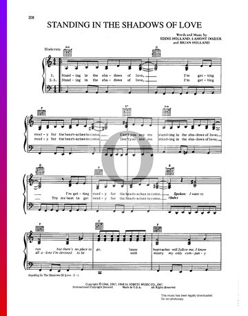 Standing In The Shadows Of Love Sheet Music