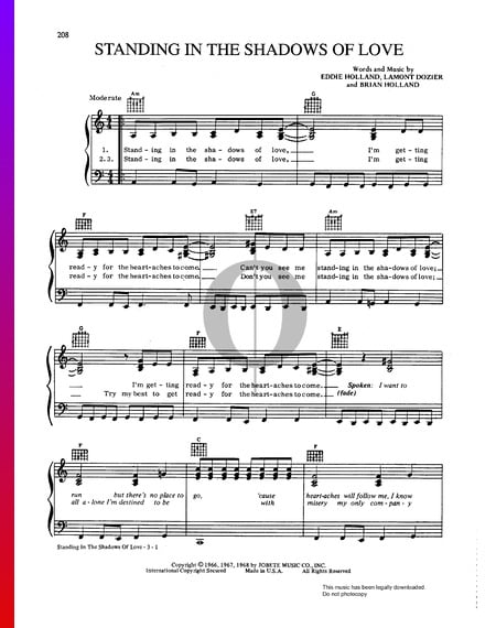 Standing In The Shadows Of Love Sheet Music