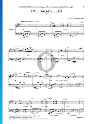Partition 5 Bagatelles, op. 9 : n° 2. Andantino amabile
