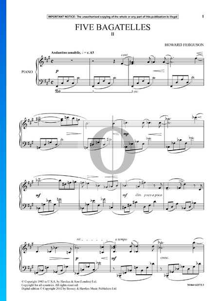 5 Bagatelles, Op. 9: No. 2. Andantino amabile Sheet Music