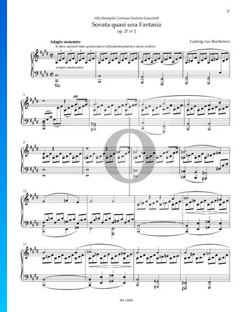Sonata quasi una Fantasía (Claro de luna), Op. 27 n.º 2: n.º1 Adagio Partitura