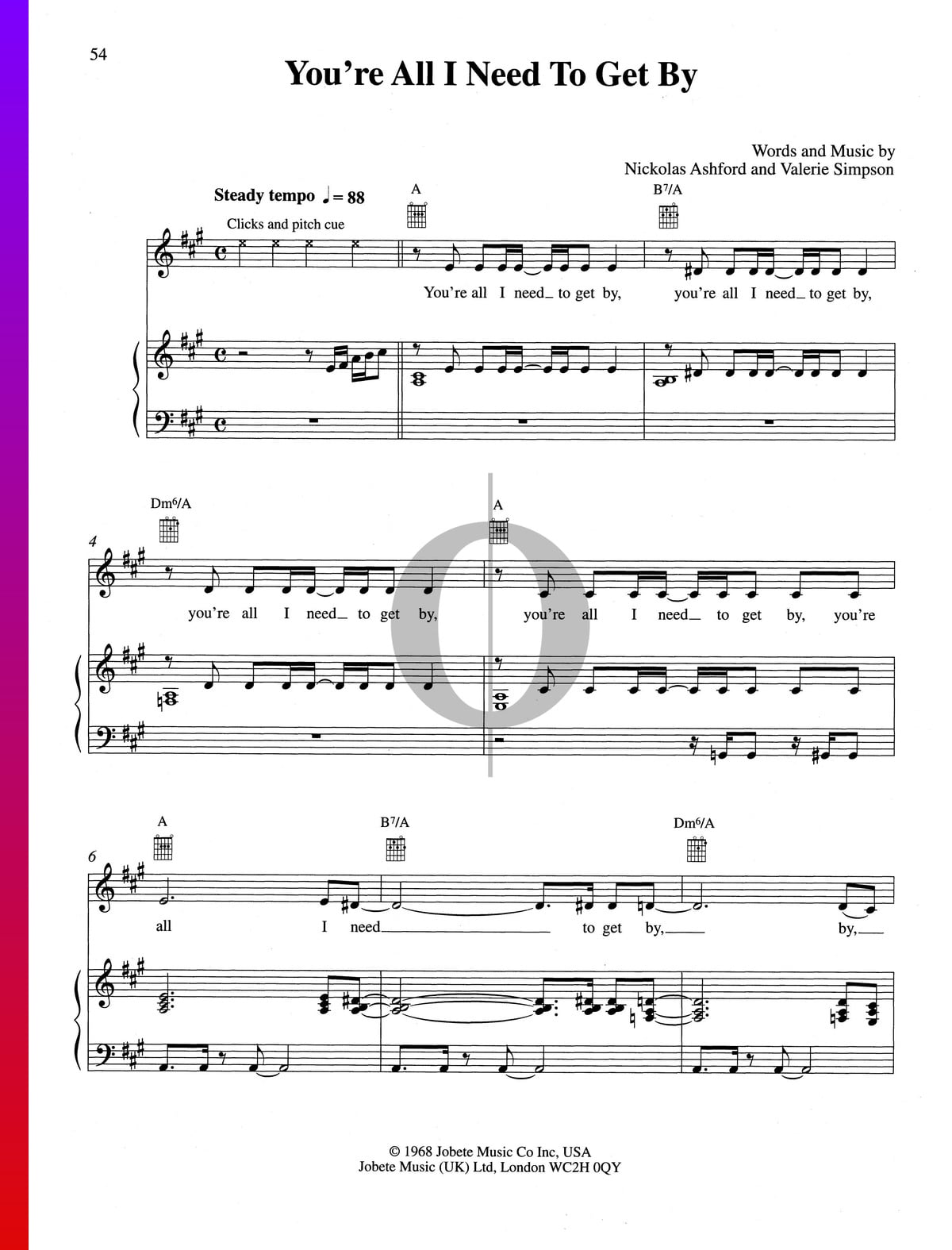 "You're All I Need To Get By" Noten (Klavier, Gesang, Gitarre) von