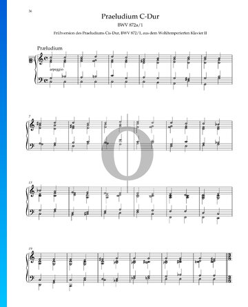 Partition Prélude en Do Majeur, BWV 872a/1