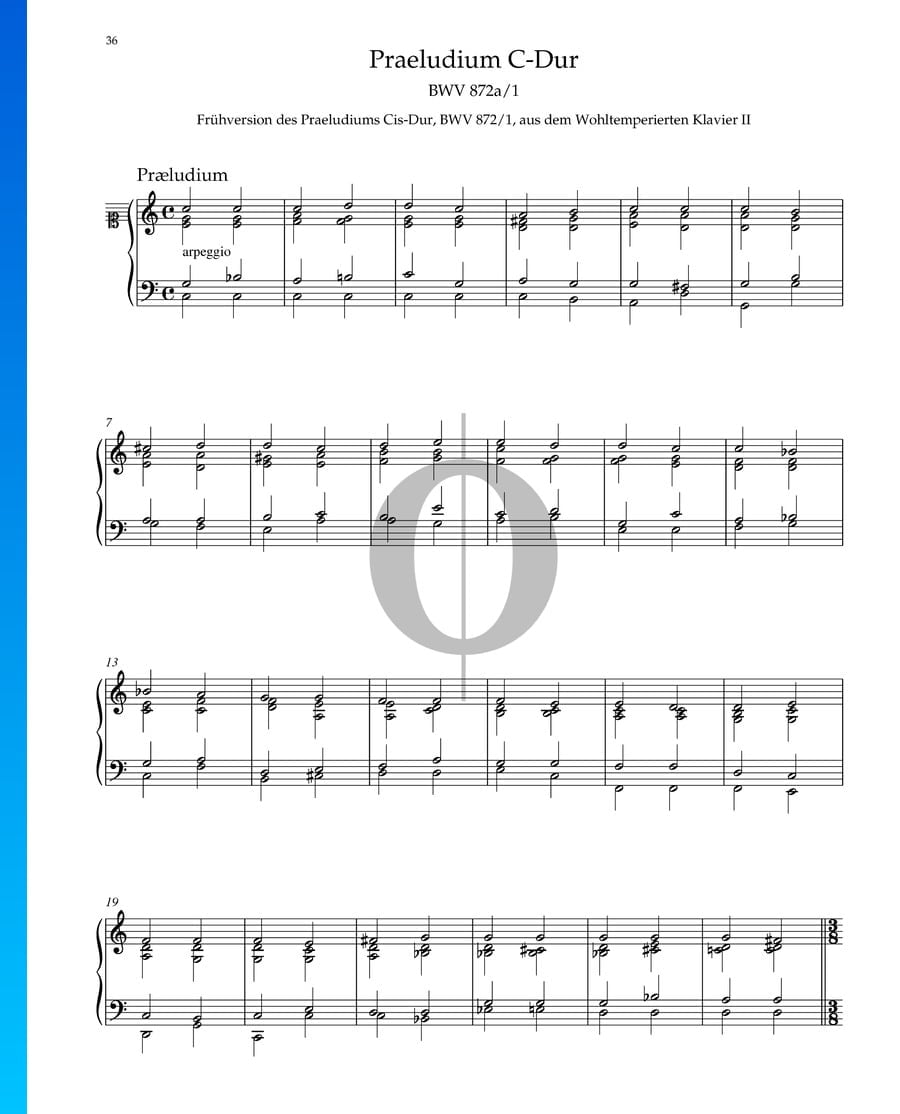Praeludium in C-Dur, BWV 872a/1 Klaviernoten (Johann Sebastian Bach ...