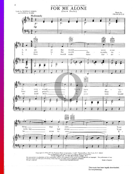 For Me Alone (Snow Frolic) Musik-Noten