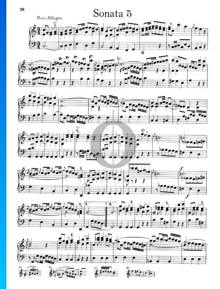 Sonata No. 5, Wq 48: 1. Poco Allegro Sheet Music