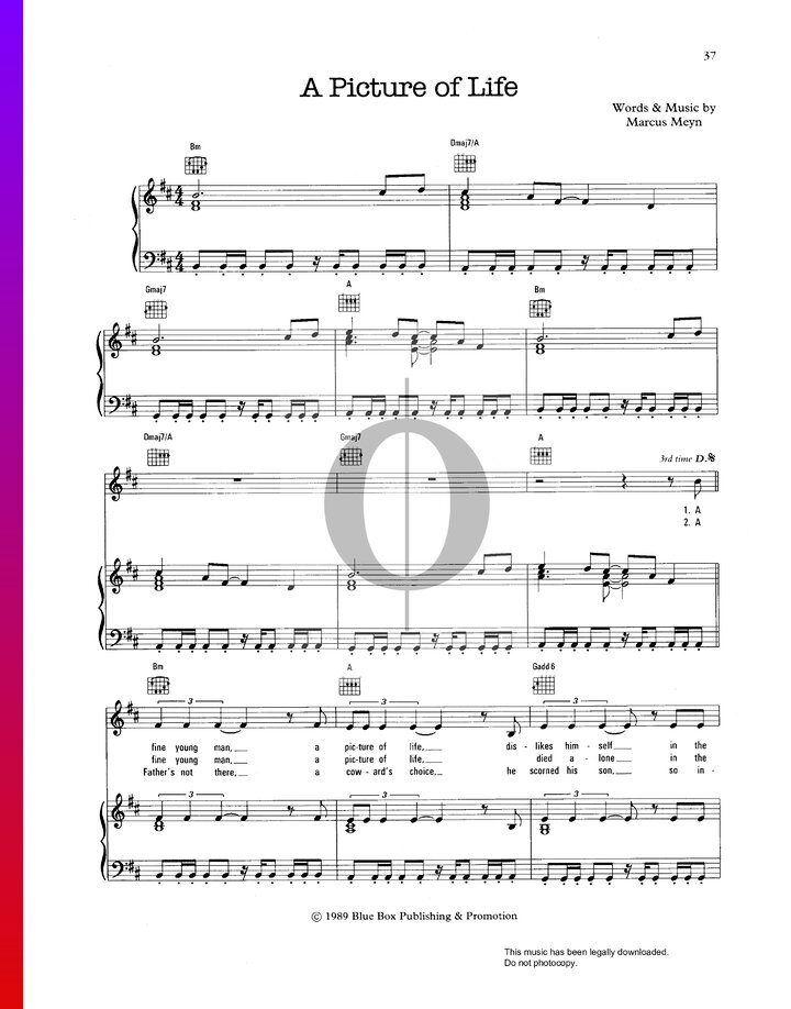 A Picture Of Life (Camouflage) Piano Sheet Music OKTAV
