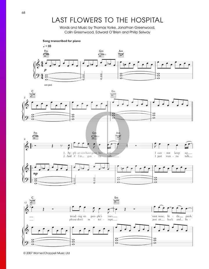 Last Flowers To The Hospital » Radiohead Partituras de piano OKTAV