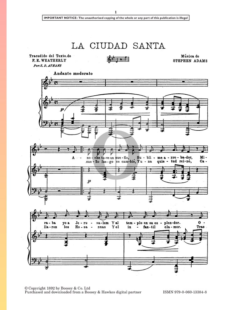 La Ciudad Santa Sheet Music (Piano, Voice) - OKTAV