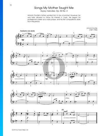 Melodías gitanas, Op. 55, n.º 4.: Canciones que mi madre me enseñó Partitura