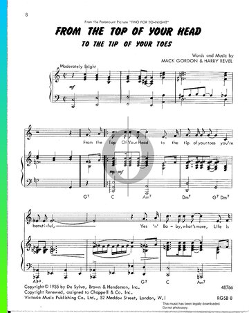 From The Top Of Your Head (To The Tip Of Your Toes) Partitura