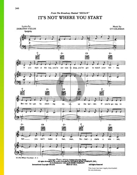 It's Not Where You Start Musik-Noten
