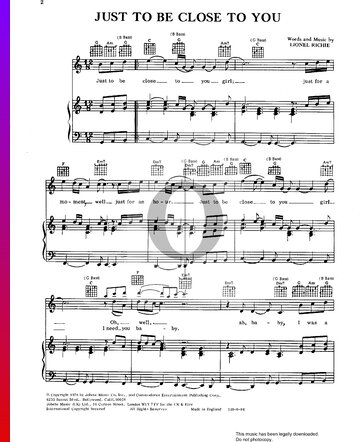 Just To Be Close To You Sheet Music