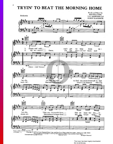 Tryin' To Beat The Morning Home Sheet Music