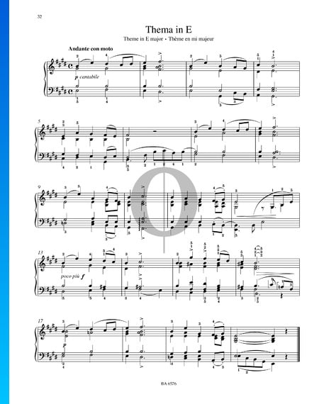 Tema en mi mayor Partitura