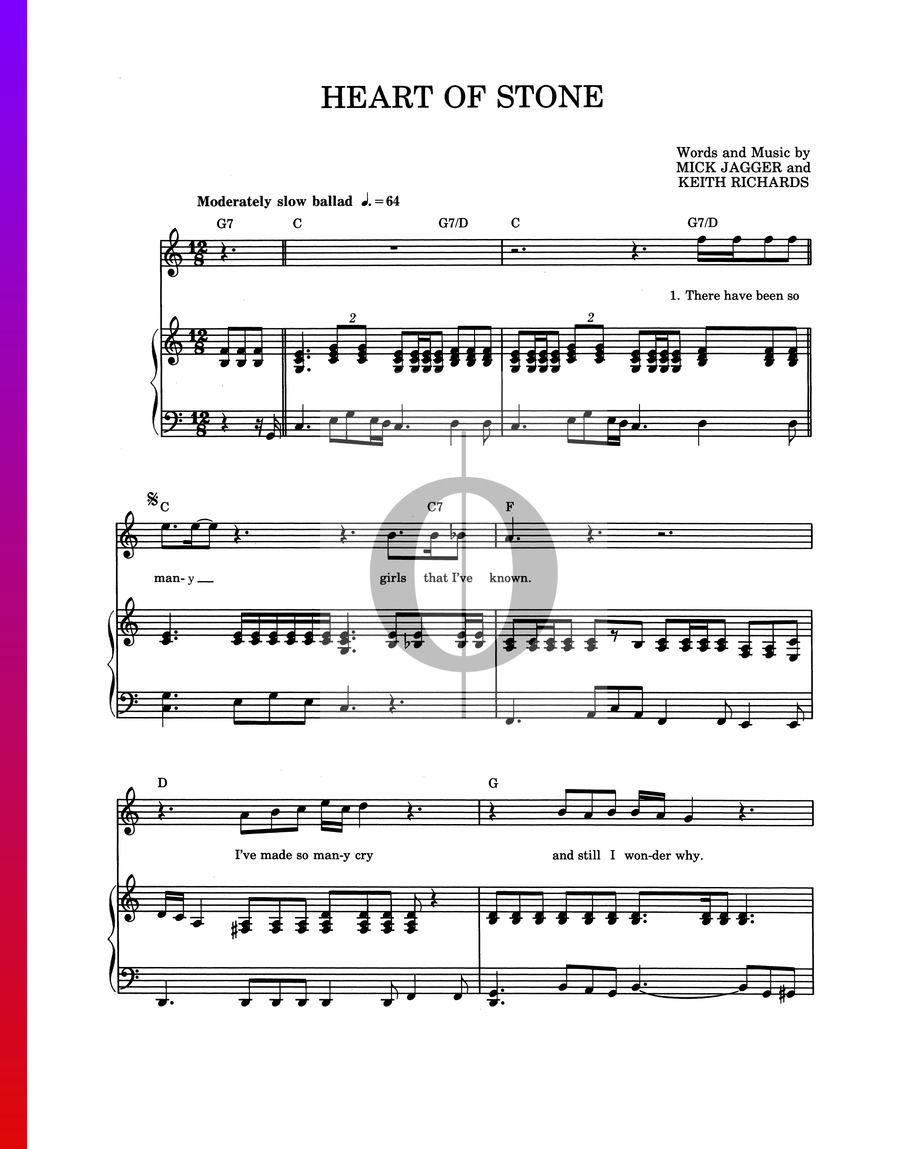 Heart Of Stone The Rolling Stones Piano Sheet Music Oktav