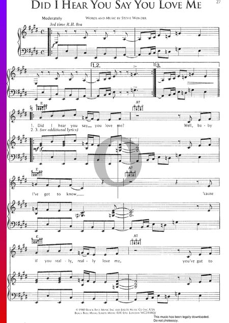 Did I Hear You Say You Love Me Sheet Music