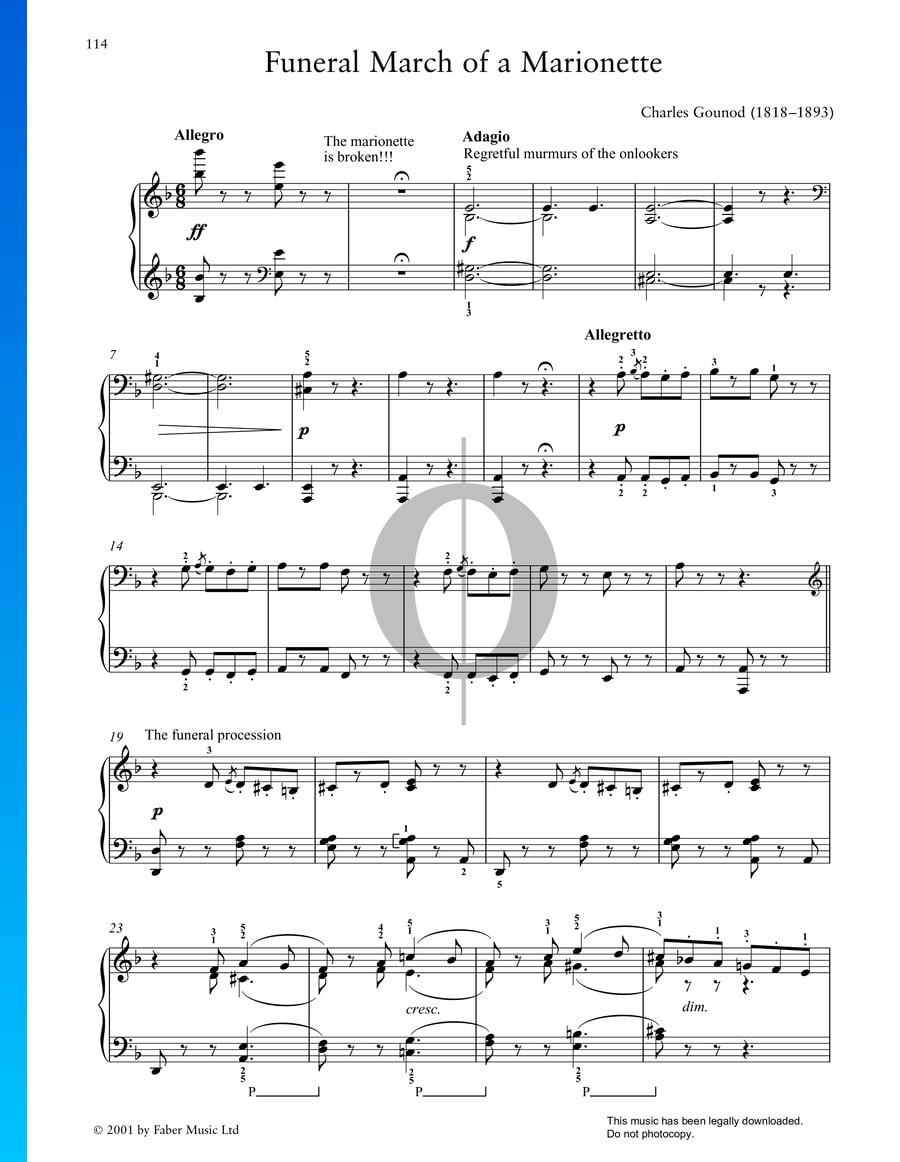 Funeral March Of A (Charles Gounod) Piano Sheet Music OKTAV