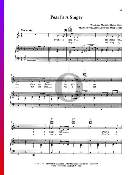 Pearl's A Singer Sheet Music