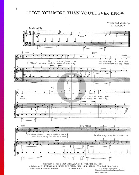 I Love You More Than You'll Ever Know Musik-Noten