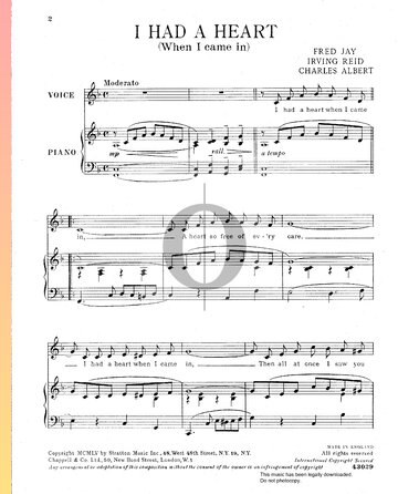 I Had A Heart (When I Came In) Sheet Music