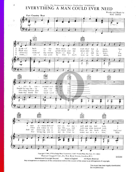 Everything A Man Could Ever Need Sheet Music