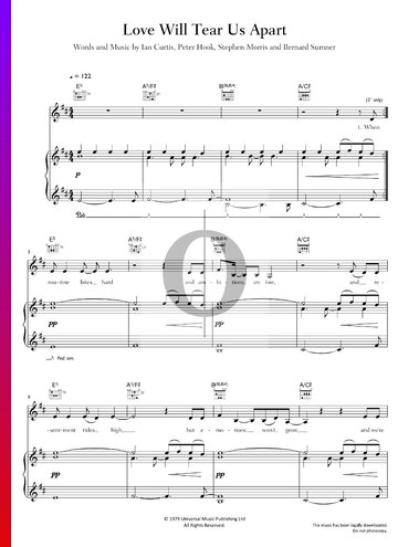 Tear Us Apart Partitura » Joy Division (Piano, Voz, Guitarra) Descarga - OKTAV