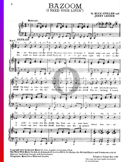 Bazoom (I Need Your Lovin') Musik-Noten