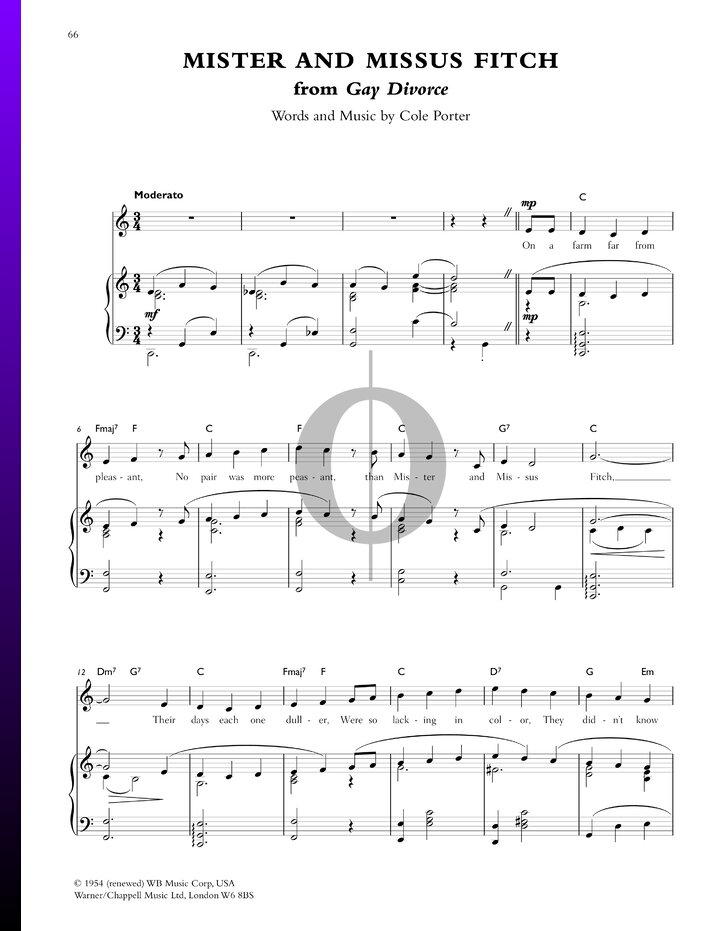 Mister and Missus Fitch (Cole Porter) Piano Sheet Music OKTAV