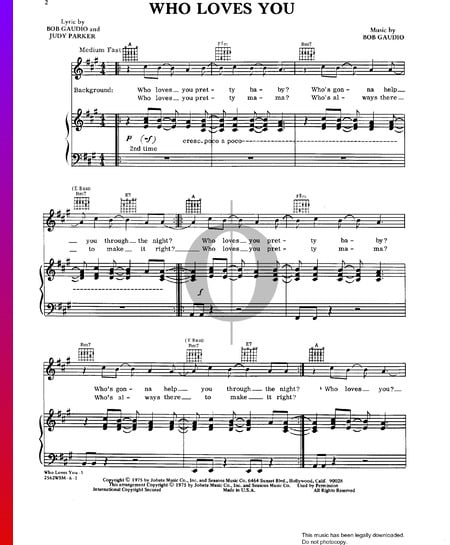 Who Loves You Musik-Noten