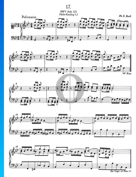 Polonaise en Sol mineur, BWV Anh. 123 Partition