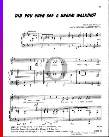 Did You Ever See A Dream Walking Musik-Noten